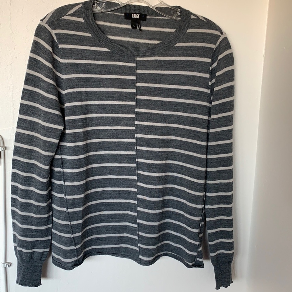 PAIGE WOOL ACRYLIC LIGHT GRAY STRIPED SWEATER